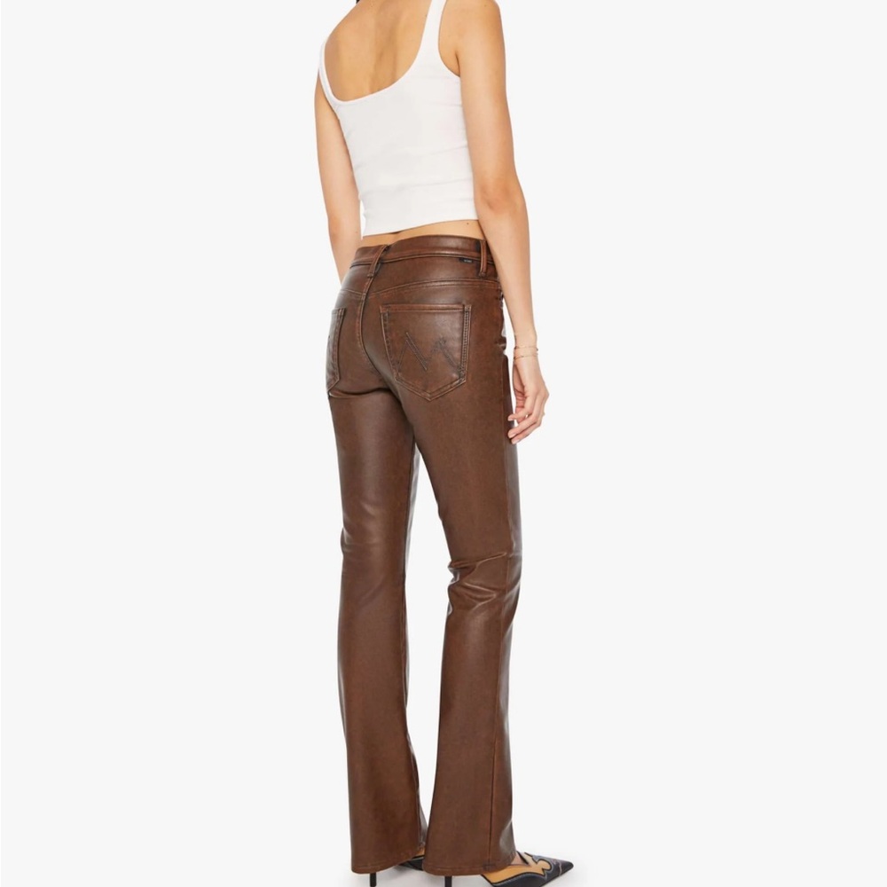 MOTHER Brown Leather Flare Jeans